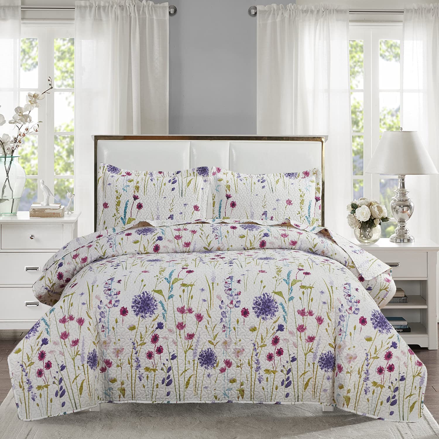 Ycosy Floral Quilt Sets Full/Queen Size Country