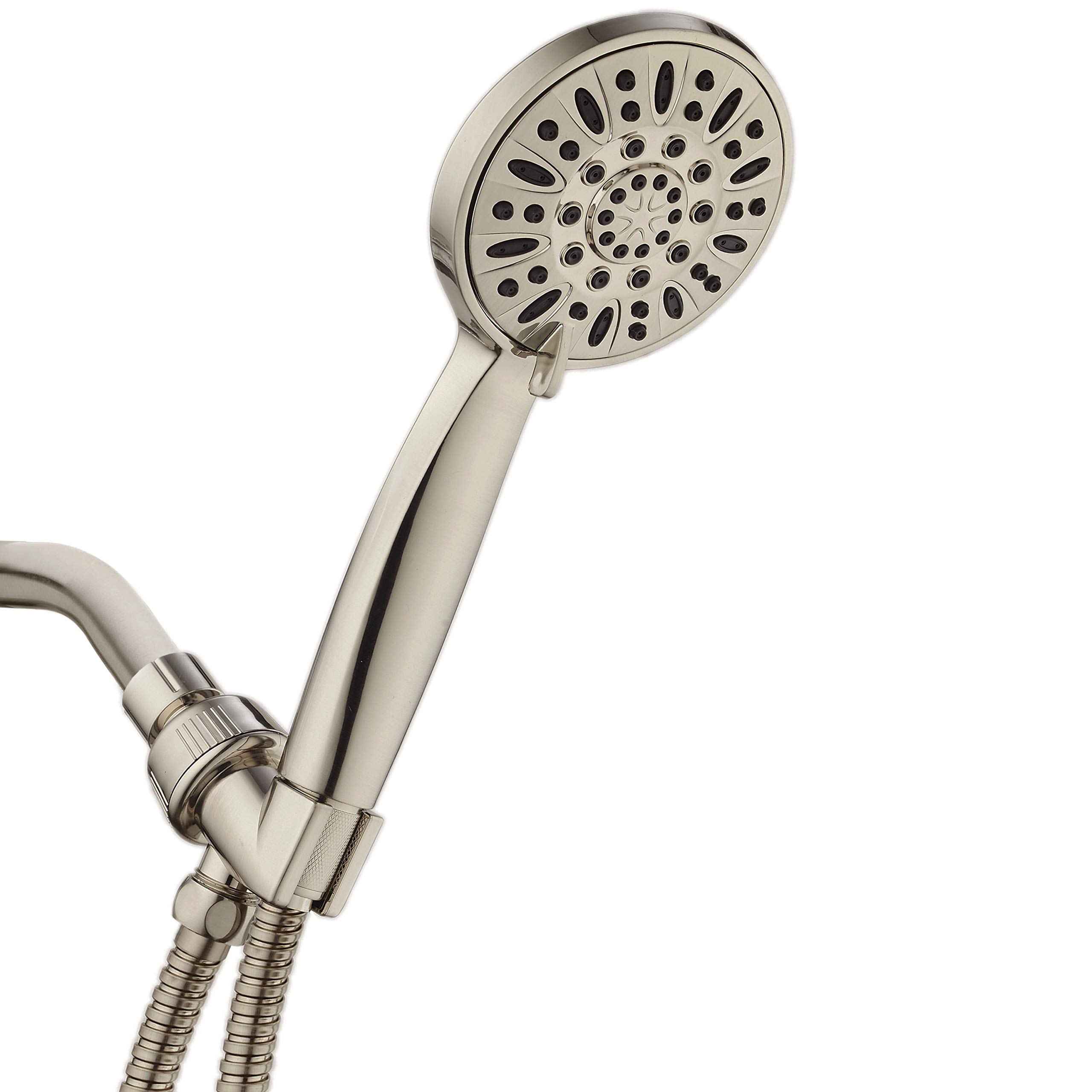 AquaDance High Pressure 6-Setting Full Brushed Nickel 4" Handheld Shower with Hose for The Ultimate Shower Experience!