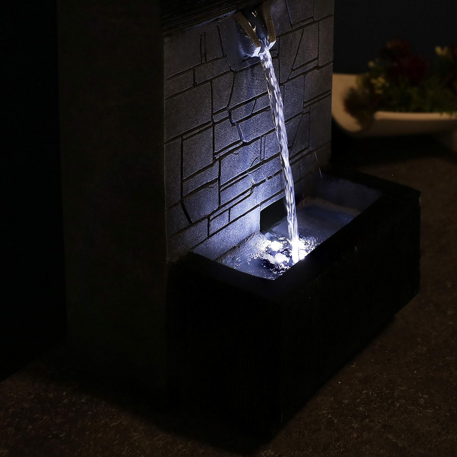 Sunnydaze 13-Inch Modern Tiered Brick Wall Tabletop Indoor Water Fountain with LED Light - Small Interior Water Feature for Desktop and Table - Mini Decorative Fountain for Home and Office: Kitchen & Dining