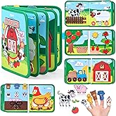 JoyCat Farm Busy Book for Toddlers 1.5-3 Year Old, Montessori Quiet Book | 15 Activities Farm pages keep little hands busy with matching, sorting, pretend play, and quiet practice for travel