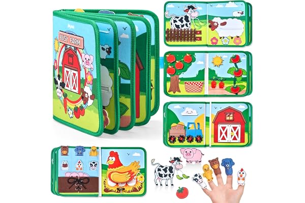 JoyCat Farm Busy Book for Toddlers 1-2 - Montessori Toddler Busy Board 1 Year Old Boys Girls Gifts Toys, Educational Quiet Ac