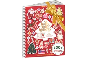 CUPKIN Holly Jolly Holiday Stickers for Kids Toddler Sticker Book, Santa Christmas Activity Book, Toddler Travel Essentials, 300+ Christmas Stickers + 8 Sticker Scenes and Coloring Pages, Ages 2+