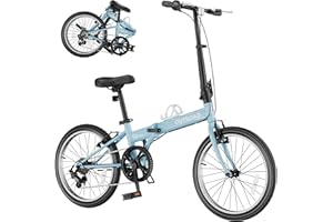 MarKnig 20 inch Folding Bike, Foldable Bicycle for Adults with 7 Speed Derailleur, Lightweight Collapsible Bicycle for City Commuting, Fold Up Bike Men Women Teenagers