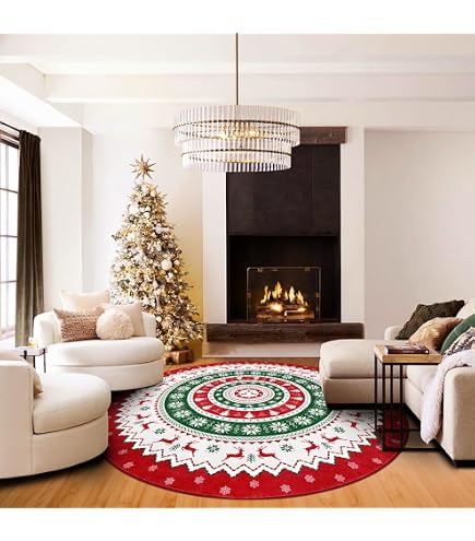 Tapis De Noël Rouge à Flocons De Neige - 60 X 230 Cm, Antidérapant, Lavable, Pour Couloir, Salon, Chambre