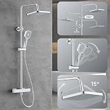FORIOUS Thermostatic Shower Mixer Set Stainless Steel Bar Rainfall 25cm view 4
