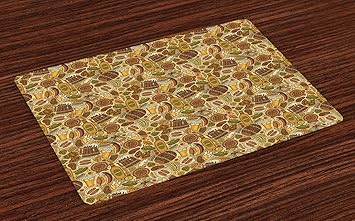 Amazon Com Ambesonne Alcohol Place Mats Set Of 4 Hand Drawn