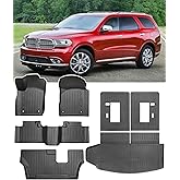 Car Floor Mat for Dodge Durango: All Weather Custom Fit TPE Accessories - Floor Cargo Liner Backrest Mat 2011 2012 2013 2014 2015 with 7-Seater 2nd Row Bench Seat