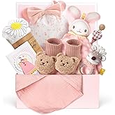 Strawberry Fairy 10 PCS Baby Gift Set for Girls, Newborn Essentials Stuff Baby Girl Gifts, Baby Girl Gift Basket, Gender Reveal Gifts Basket with Rattle Swaddle Blanket