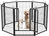 HOMIDEC 8-Panel Dog Pen with Door 80cm High Indoor Outdoor Playpen Black