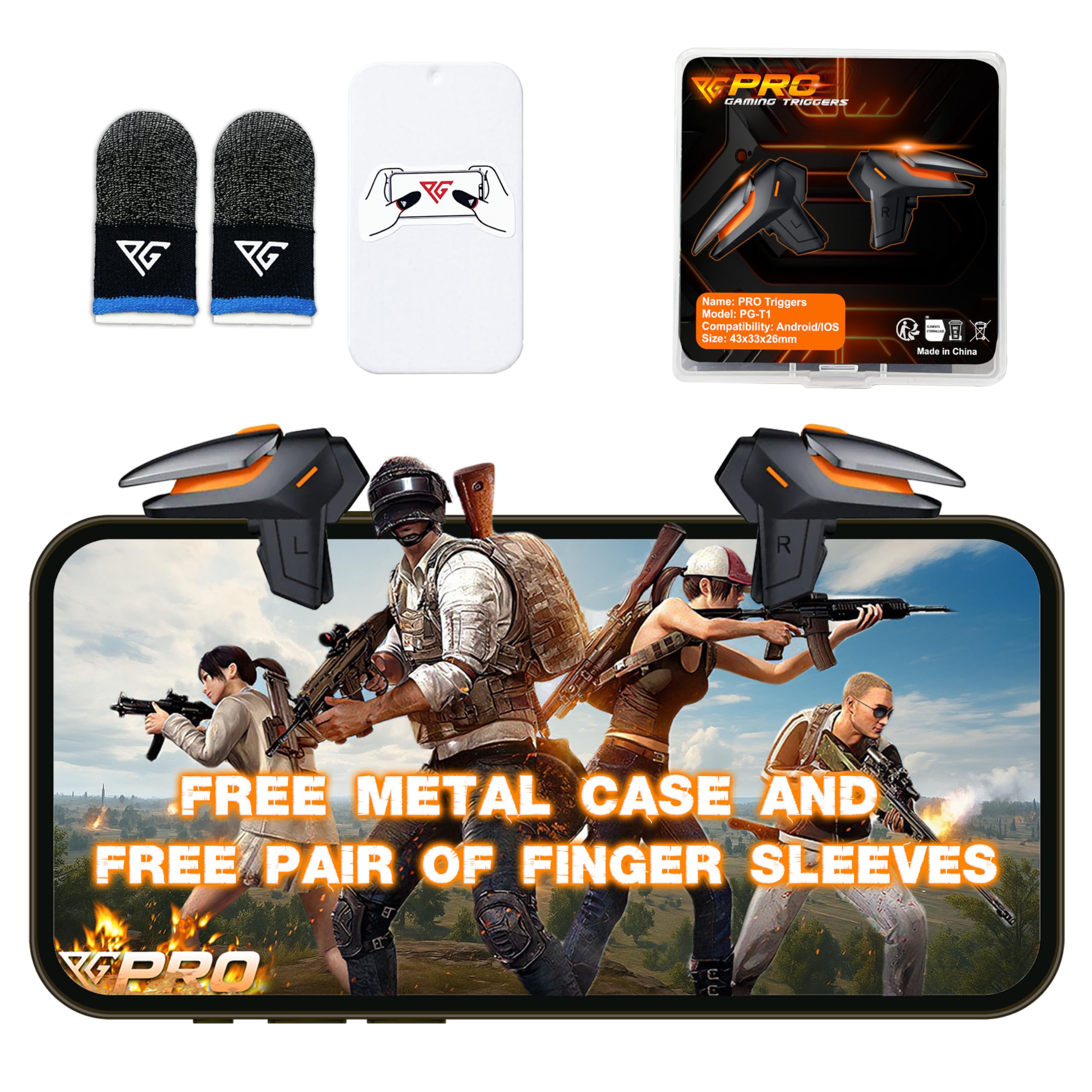 Progameplays Phone Triggers for Gaming – Mobile Triggers for PUBG Mobile iPhone & Android – L1 R1 Gaming Triggers for Phones, ZERO LAG, Fast Aim, No Screen Blocking – CODM Controller Shooter (PRO-T1)