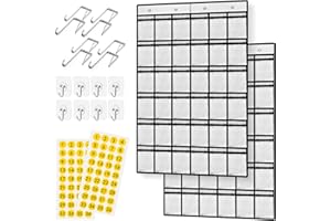 COTOHIM Classroom Pocket Chart with Numbers, 2 Pack 36 Clear Pockets for Cell Phones, Calculators and Small Items, Wall Door Hanging Storage Organizer (White)