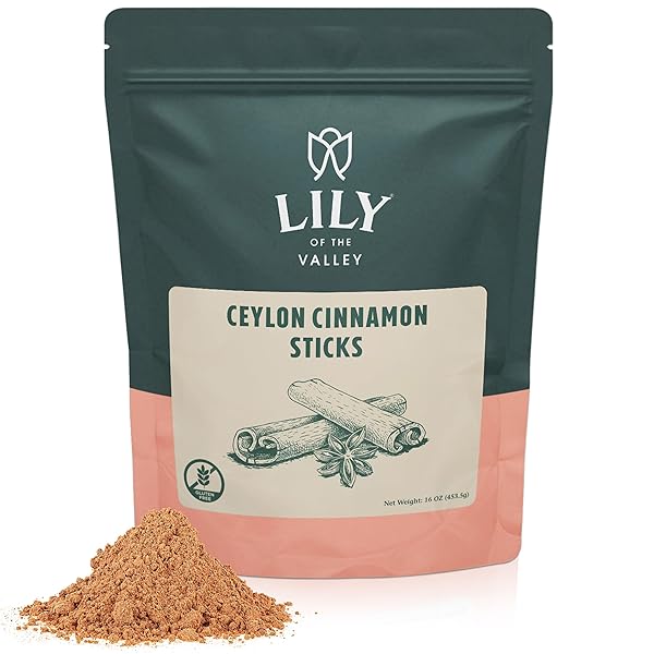 LILY OF THE VALLEY CEYLON CINNAMON POWDER – GROUND CINNAMON IDEAL FOR BAKING & COOKING – EXQUISITE FLAVOR AND AROMA – KETO FRIENDLY – VEGAN & GLUTEN-FREE – PACKED IN RESEALABLE POUCH (16OZ, 453G)