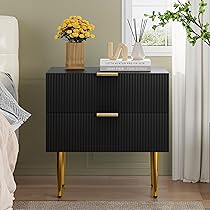 Amazon.com: Algherohein Black Nightstand for Bedroom, Fluted