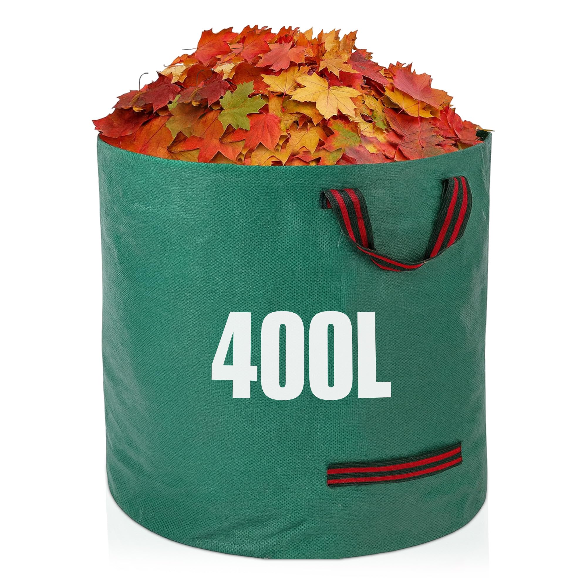 GroundMaster Round Heavy-duty Garden Waste Bags – 400L Woven Polypropylene Garden Sack – Waterproof Reinforced Extra-strong Waste Bags with Handle – Ideal for Leaves, Rubble, and Soil (Pack of 1)