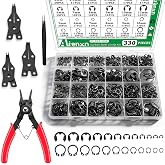 Aienxn 330PCS Snap Rings Plier Kit, E Clips (2-12MM) and C Clips (5-16MM) | 24 Sizes Alloy Steel Snap Ring Kit with 5PCS Snap Ring Plier