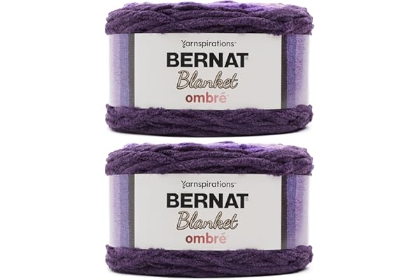 Bernat Blanket Ombre Eggplant Ombre Yarn - 2 Pack of 300g/10.5oz - Polyester - #6 Super Bulky - 220 Yards - Knitting/Crochet