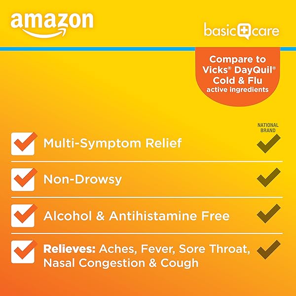 AMAZON BASIC CARE DAYTIME COLD & FLU LIQUID, ORANGE, 12 FL OZ