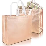 Set of 15 Stylish Reusable Grocery Bags Christmas Shopping Tote Bag Non-woven Durable Fabric Gift Bag with Handle Glossy Pres