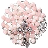 GeekTenet Rosary Beads Chaplet Purple Natural Amethyst Crystal Rosery Cross Catholic gifts