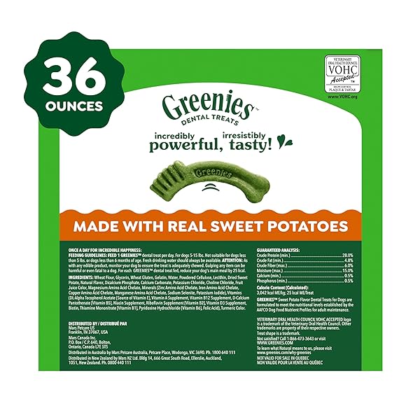 GREENIES DOG TREATS VETERINARIAN-RECOMMENDED NATURAL DENTAL TREATS FOR DOGS, TEENIE SIZE, SWEET POTATO FLAVOR, 36 OZ. PACK, 130 COUNT
