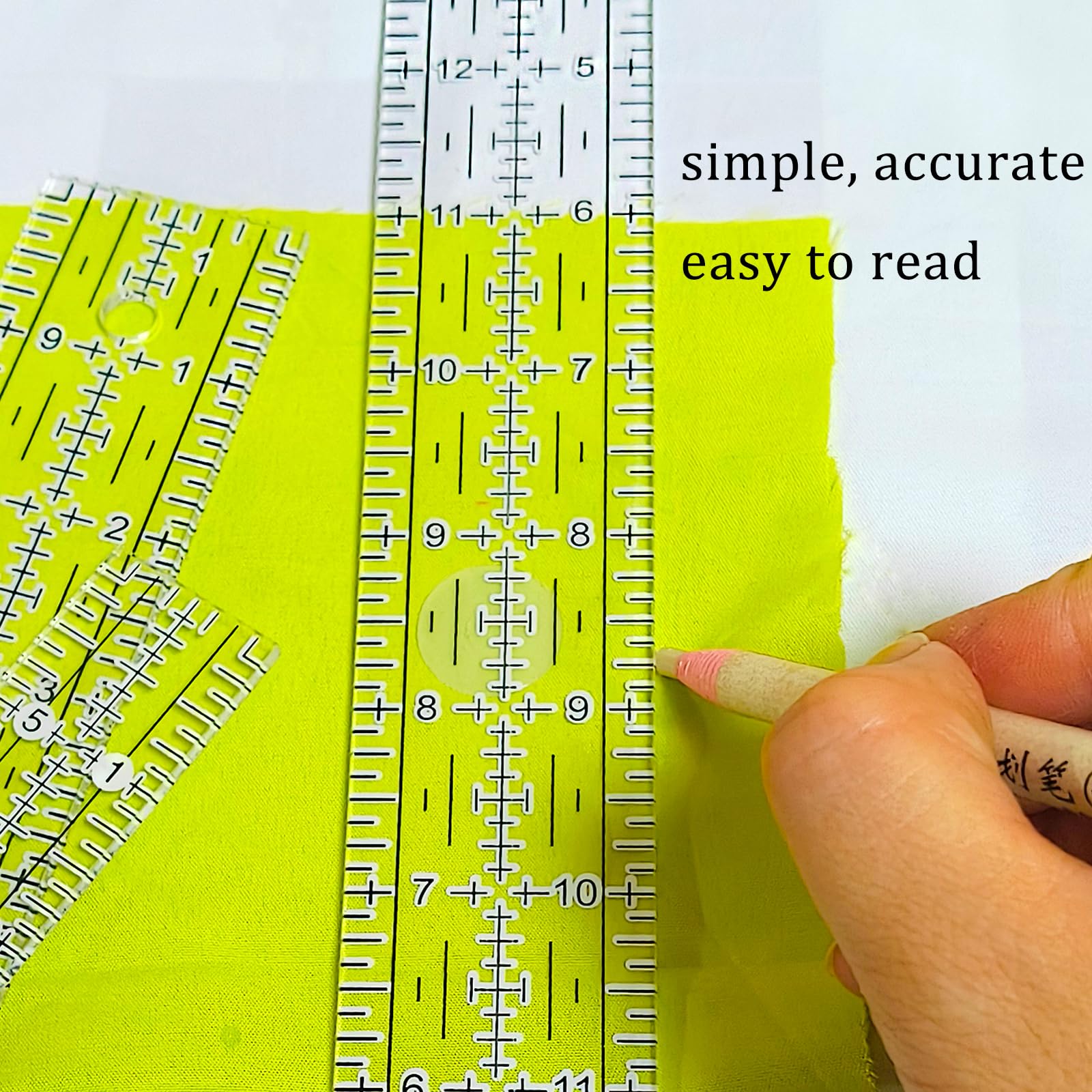 Sewing Ruler,5 Piece Quilting Rulers,3 x17 Inch,1.5 x17 Inch,3 x12 Inch,1.5 x10 Inch,1 x6 Inch,Acrylic Ruler,Cutting Ruler with Non-Slip Rings (Black and White)