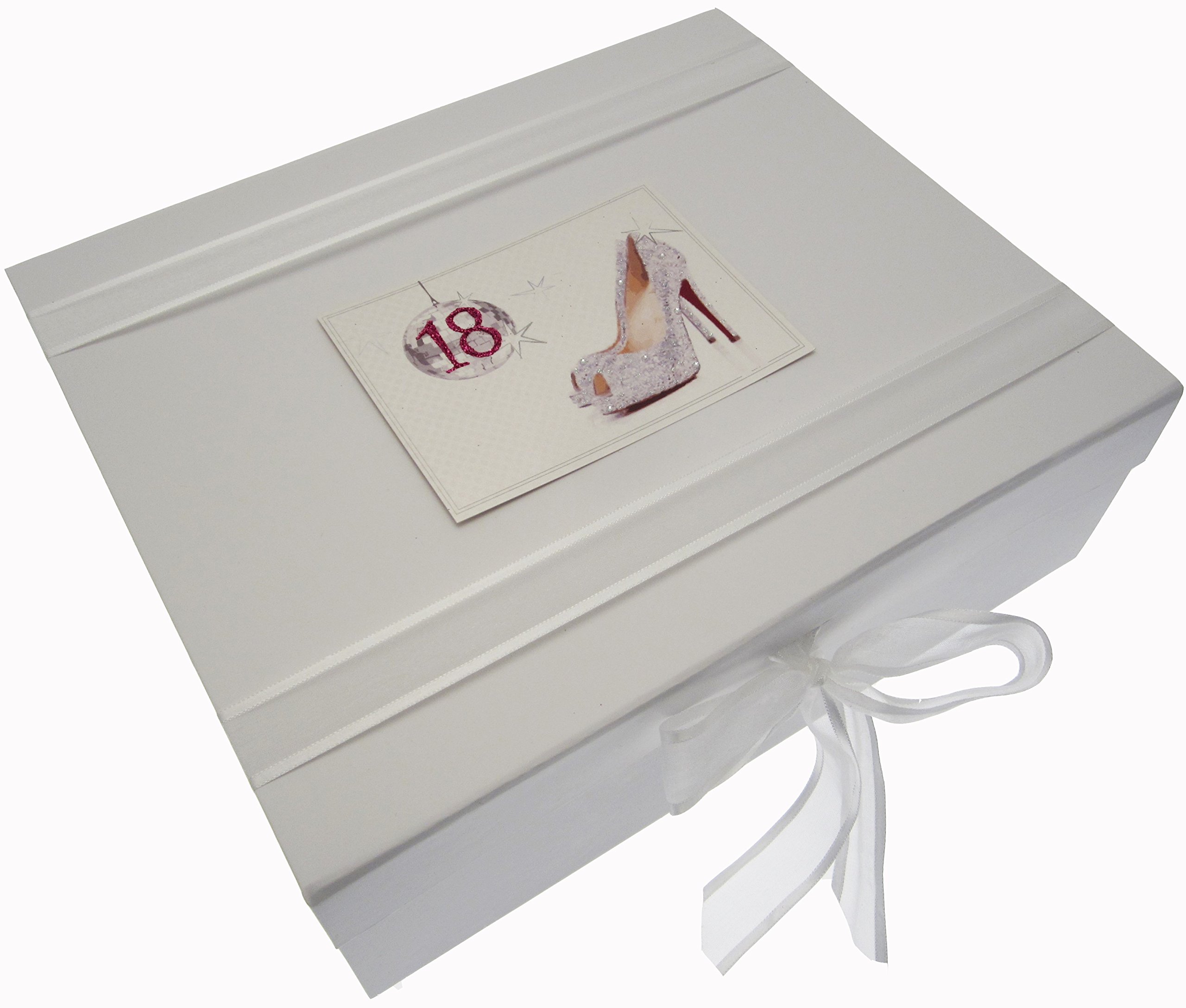 White Cotton Cards 18th Birthday Keepsake Box Glitter Ball and Shoes (Large)