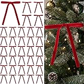 Crossunx 36 Pcs Red Velvet Christmas Tree Bows Decor, Vintage Wreath Bow for Christmas Garland, Gift Wrapping, Xmas Tree, 3/8'' Wide, 5 * 7 inch