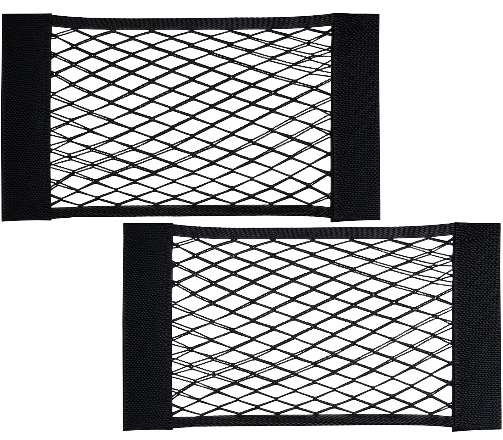 HAKACC Car Boot Organiser Storage Net 2 PCS - Elastic Mesh Pocket for Van, Caravan, SUV, Camping, Rear Seat Tidy 40x24cm