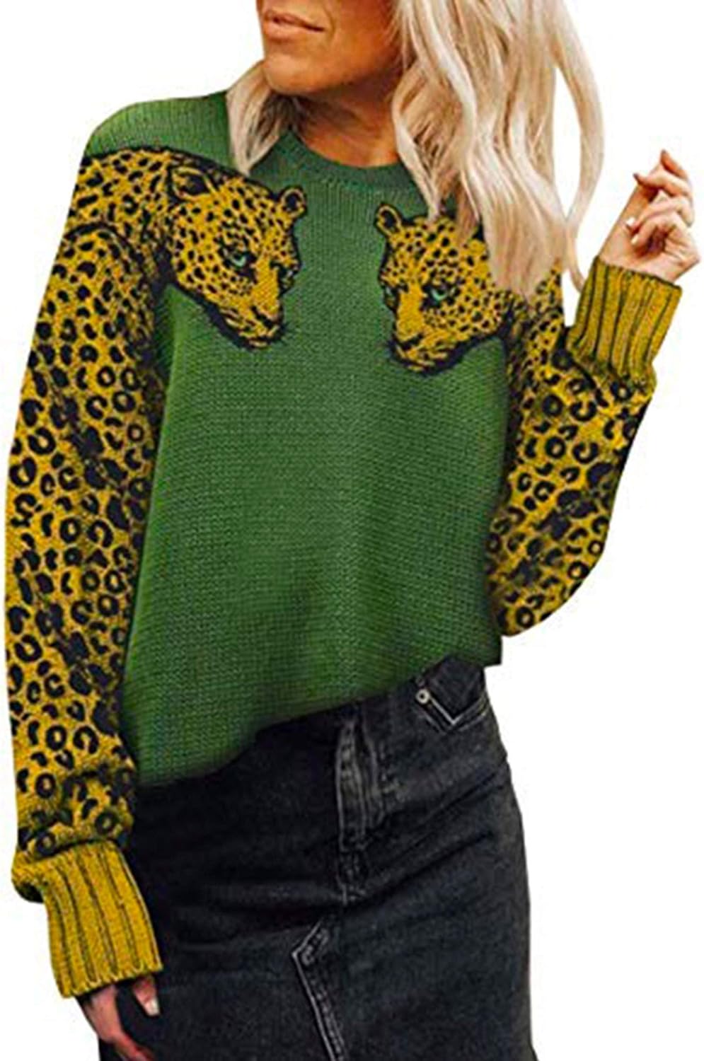 womens leopard print sweater