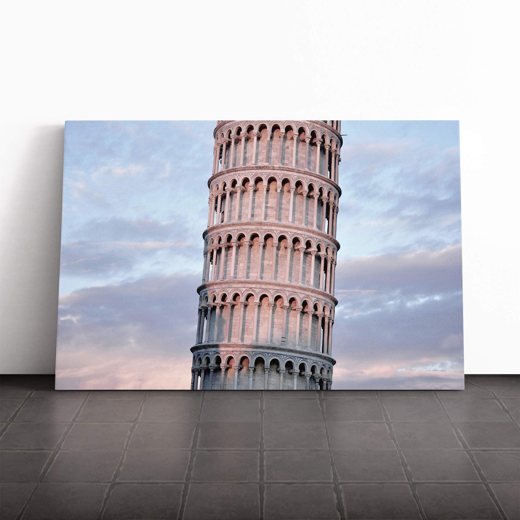 Leaning Tower of Pisa Italy Canvas Print | Gallery Wrapped 30mm Frame Wall Art | 20x14 inches | Ready to Hang | Modern Cityscape Picture | Living Room Bedroom Lounge Office