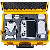 Lykus Titan MM410 Waterproof Hard Case (Yellow) for DJI Mini 4 Pro/Mini 3/Pro and DJI RC 2/RC/RC-N2/N1, Support 7 batteries and RC lanyard [CASE ONLY]