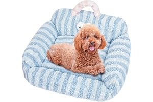 Cat Beds for Indoor, Fits up to 20 lbs, Anti-Slip Cat Couch, Cat Sofa with Ultra Soft Short Plush, Cozy & Self Warming, Pet C