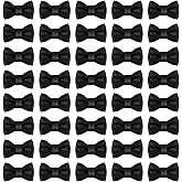 MECCANIXITY 100 Pcs Mini Ribbon Bow 0.8" Mini Fabric Satin Ribbon Flower Bows for Craft DIY Sewing Wedding Birthday Party, Black