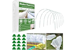 WYRJXYB 10x33FT Plant Covers Freeze Protection Kit, Garden Hoops Kit for Winter, Frost Cloths Plant Blanket Floating Row Cover for Winter Outdoor, Greenhouse Garden Hoop for Raised Bed Snow Protection