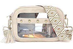LOXOMU Clear Stadium Bag for Women - Small Clear Crossbody Purse with Guitar Strap, Clear Bag for Stadium Events, Concert