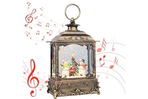 LSISOVO Christmas Snow Globe Lantern,Christmas Decorations Indoor for Home,with 6 Hour Timer Musical Snow Globes,Battery Or USB Powered Swirling Glitter Lantern Christmas Decor Gifts,Snowman Child