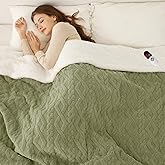 LUZARTA Heated Blanket Full Size 72"X84" Green - Soft Thick Warm Sherpa Electric Blanket for Winter with 6 Fast Heating Levels & 10hrs LED Timer Auto Off for Women, Washable & ETL Certified for Bed