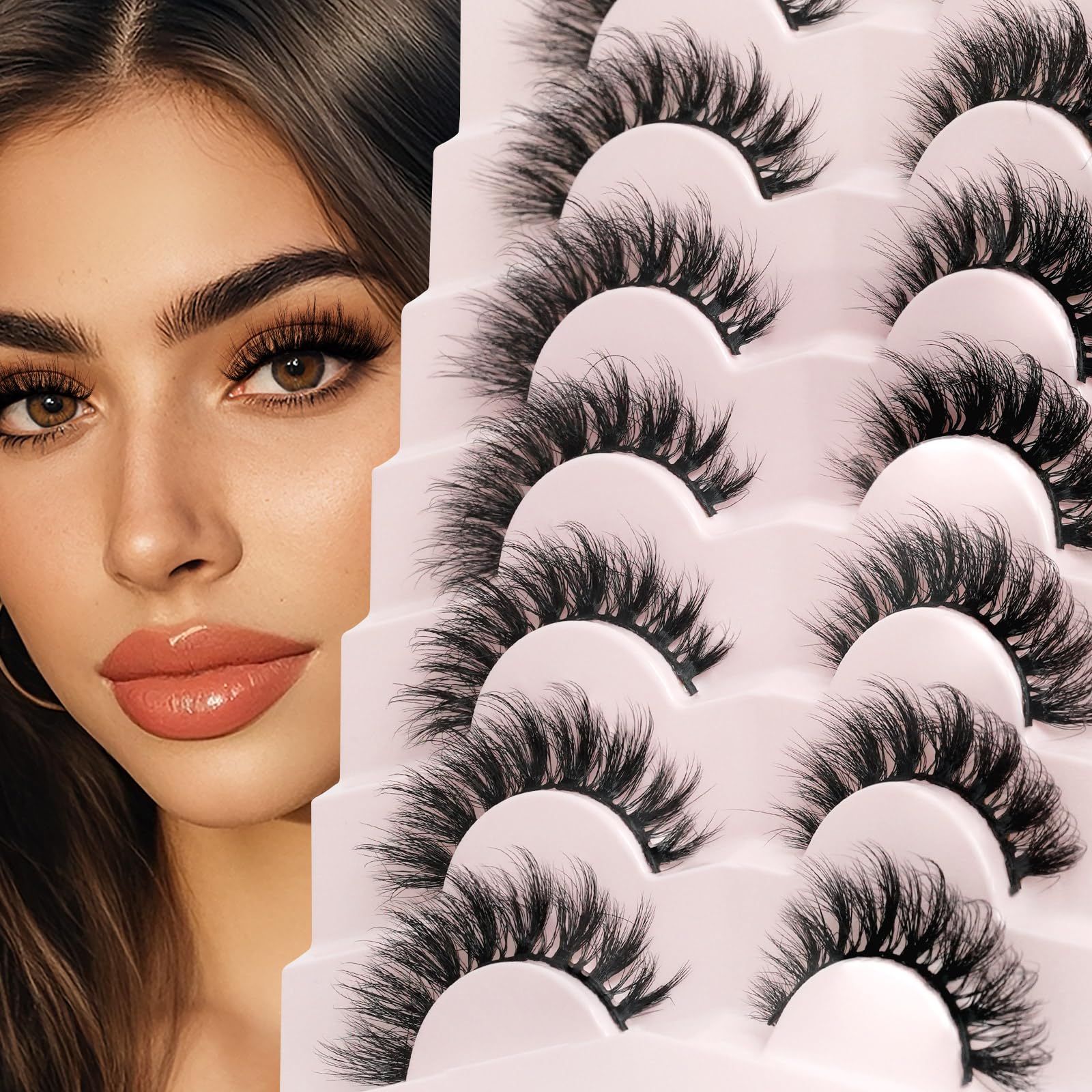 Mink Lashes Wispy Fluffy Eyelashes - 3D Dramatic