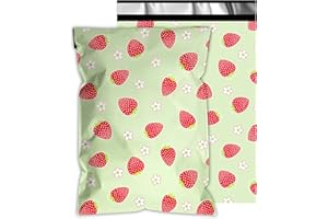 VAPULCIO Poly Mailers 10x13 Inch 100 Pcs - Strawberries printed Shipping Bags, 2.4mil Thickness, Waterproof and Tear Resistant Mailing Envelopes, Self-Sealing Packaging Bags for Small Business