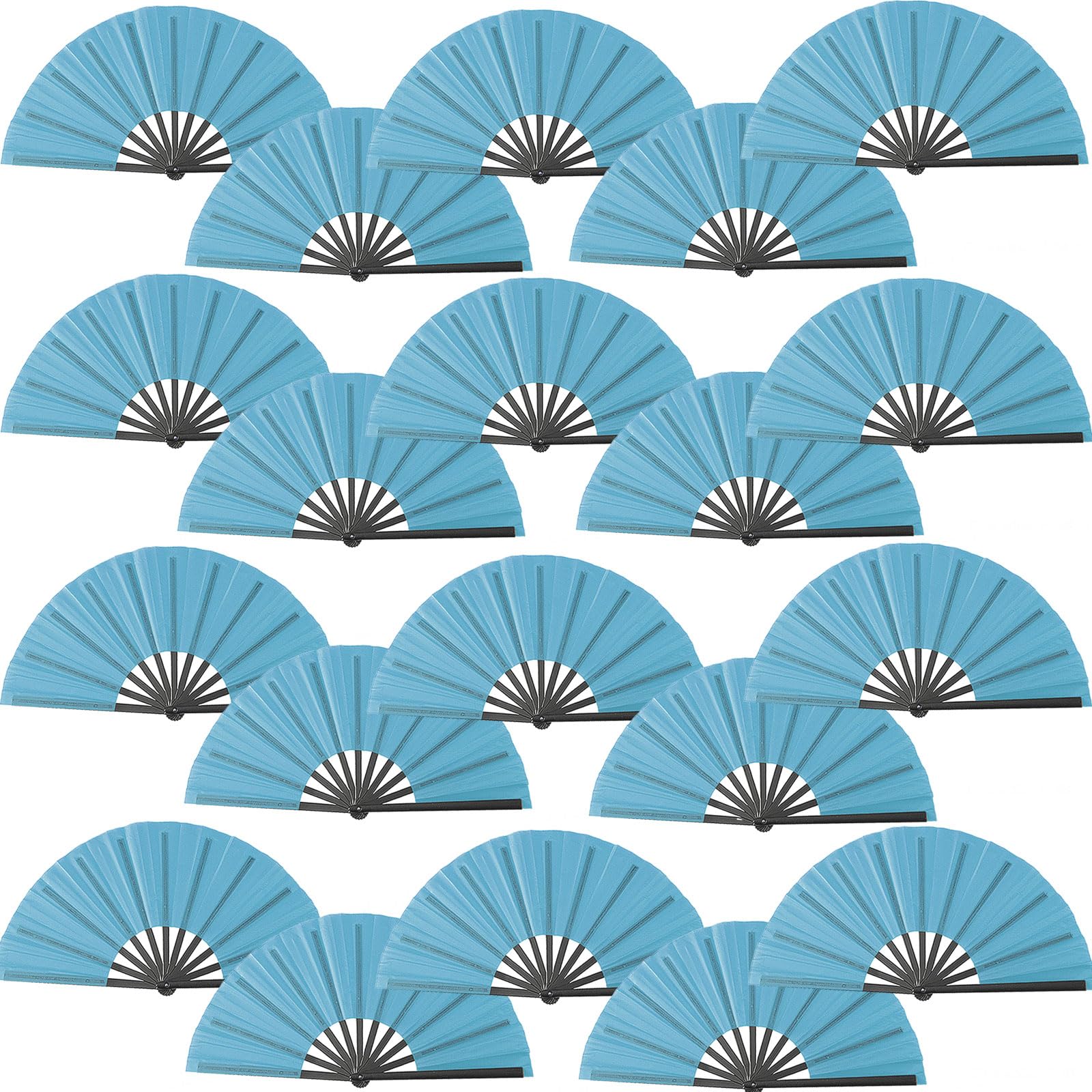 Photo 1 of 20 Pcs Hand Fans for Line Dancing Bulk, Chinese Kung Fu Tai Chi Hand Fans for Women Foldable for Festival Dance Party (Sky Blue)