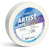 JusArt Artist Tape for Watercolor Paper, 1inch Wide 200FT Long, White Art Tape for Masking, Framing and Painting, Acid Free, Low Tack