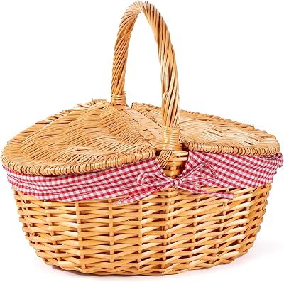 Wickerfield Vintage-Style Wicker Picnic Basket with Removable Liner