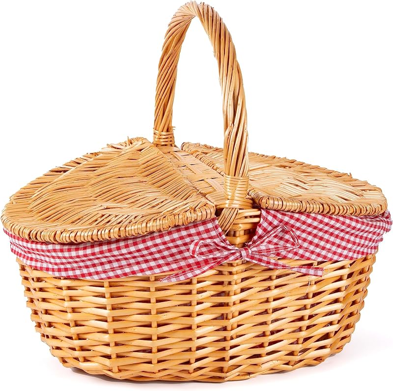 Wickerfield Vintage-Style Wicker Picnic Basket with Removable Liner
