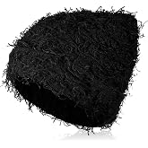 Chuarry Distressed Knitted Beanie Fuzzy Winter Hats Thick Warm Y2k Beanie Snow Knit Cap Skull for Women Men
