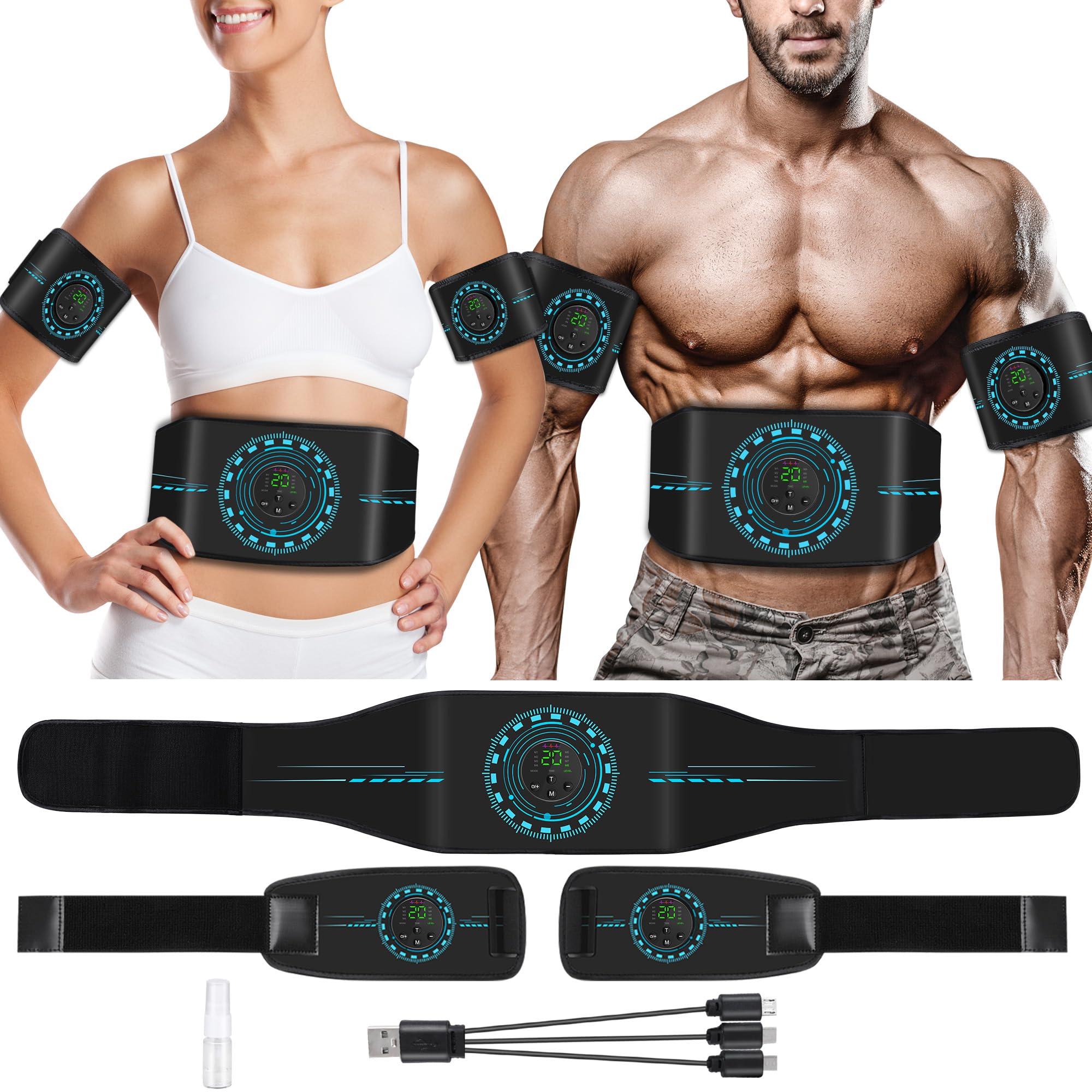 Photo 1 of ABS Stimulator EMS Muscle Stimulator, 8 Modes & 20-Level Intensity Muscle Toner Stimulator, Toner Belt Abs Stimulator(3-in-1)