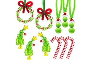 ALOVYY Christmas Crafts for Adults, 36 Sets Christmas Beaded Ornament Kit Including 12 PCS Green Monster/6 PCS Tree/12 PCS Candy Cane/6PCS Garlands, Christmas Tree Decorations (Assembly Needed)