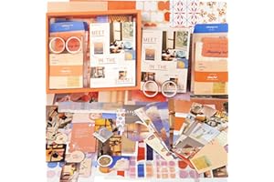 Funto Scrapbooking Kit(155 PCS), Warm Mail Series-Until Sunset, Perfect for Bullet Scrapbooking Materials, Planner DIY Arts Craft Collage