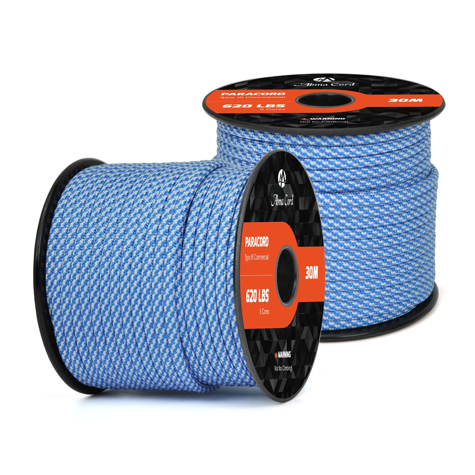 Abma Cord Paracord 620 lbs 4mm 9 Strands 100% Nylon 30M - Dark Blue & White — image 1