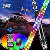Nilight 2PCS 3FT Spiral RGB LED Whip Light, Ultra Bright Lighted Antenna | RF Remote Control with Various Chasing Modes for Can-am ATV UTV RZR Polaris Dune Buggy Offroad Truck