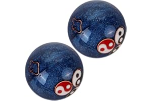 TOYANDONA 2Pcs Low-temperature Enamel Feng Shui Hand Exercise Balls with Calming Bell Sound Blue Fitness